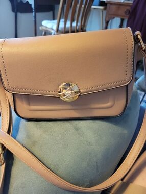 Taupe Crossbody Bag with Gold Accent